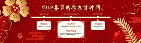 红色新年发货通知淘宝banner