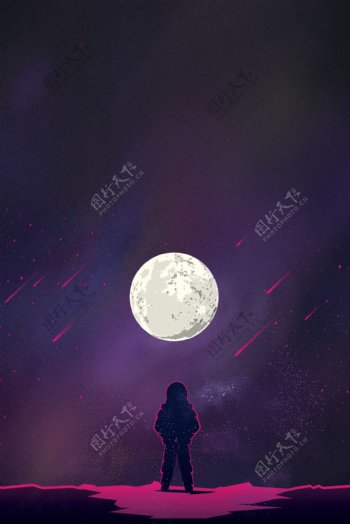 人类月球日与宇航员海报背景