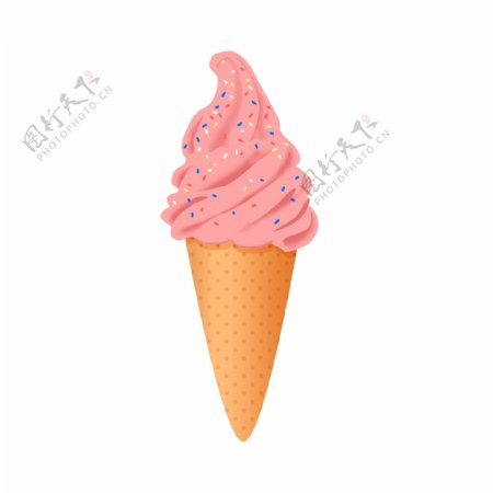 夏日凉爽草莓冰激凌元素