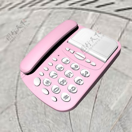 C4D粉色现代仿真电话座机免费下载