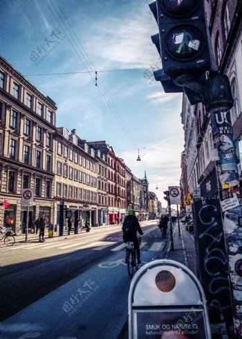 哥本哈根冬天阳光下的建筑