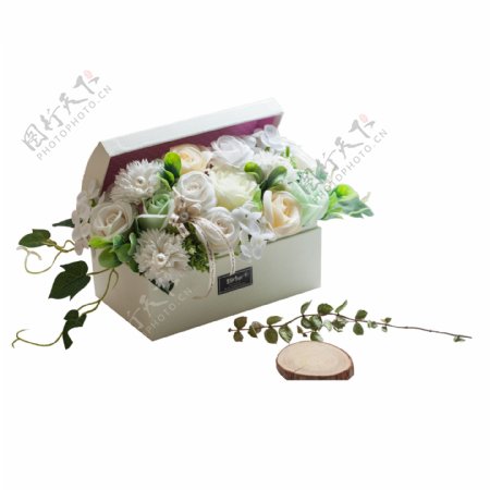 节日礼物白色花盒