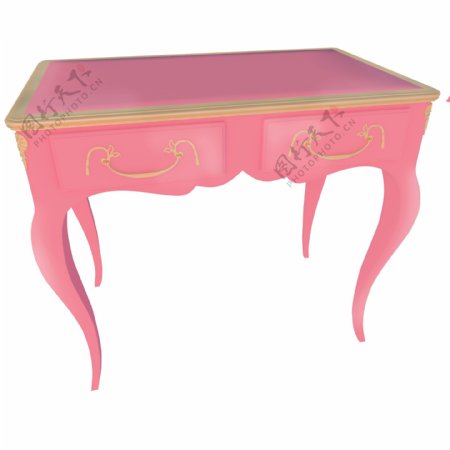 粉色带抽屉复古桌子