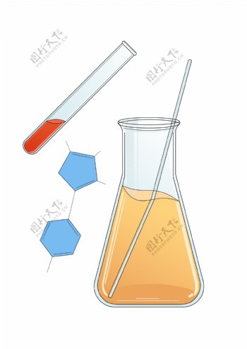 化学试管和锥形瓶插画