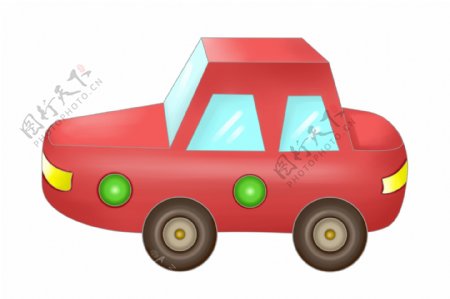红色的拟人汽车插画