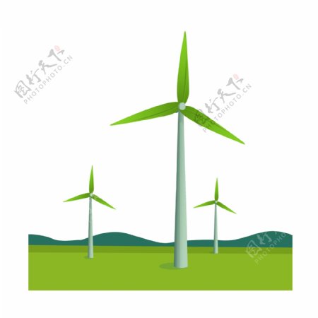 绿色的环保风车插画