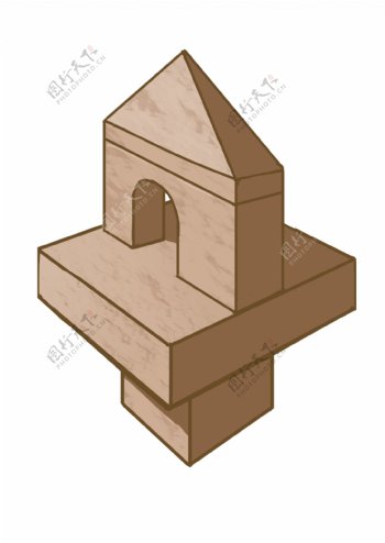 建筑木质卡通插画