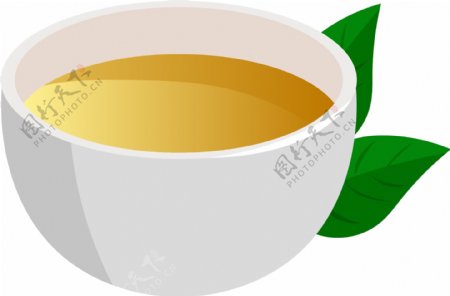 一杯绿茶茶水插画