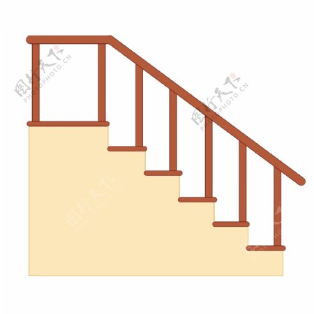 卡通木质楼梯插画