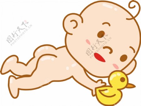 婴儿玩具小黄鸭插画