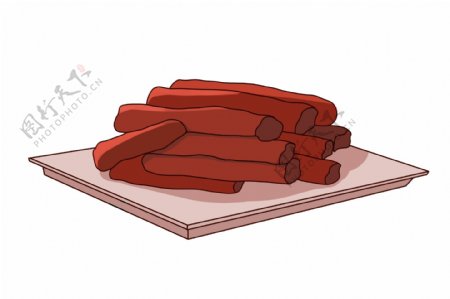 红色的牛肉装饰插画
