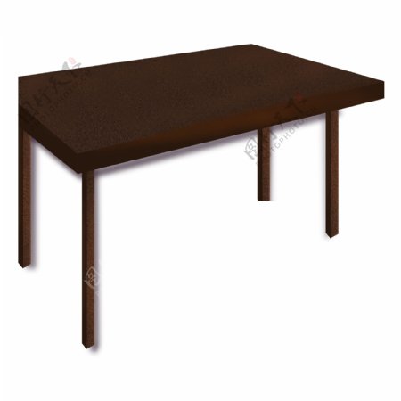 唯美手绘棕色桌子png元素
