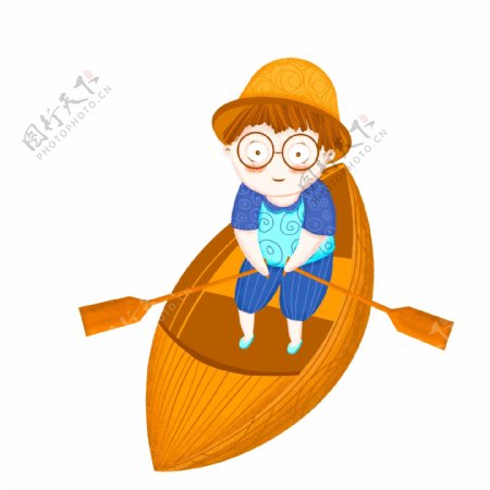 小清新划船的小男生