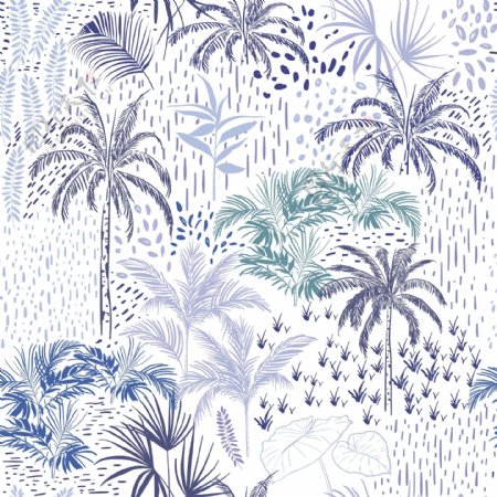 椰树水彩插画涂鸦