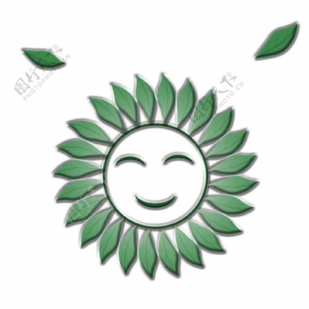 绿色树叶笑脸图案设计