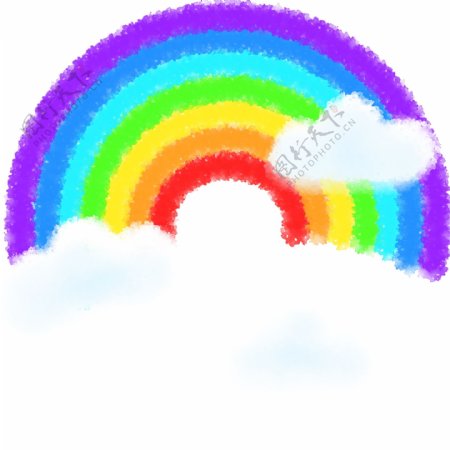 彩虹白云水彩卡通可爱图