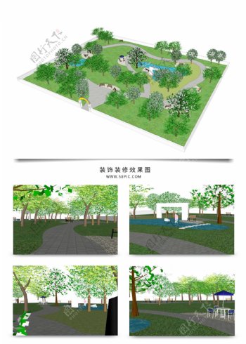 公园景观方案SU模型