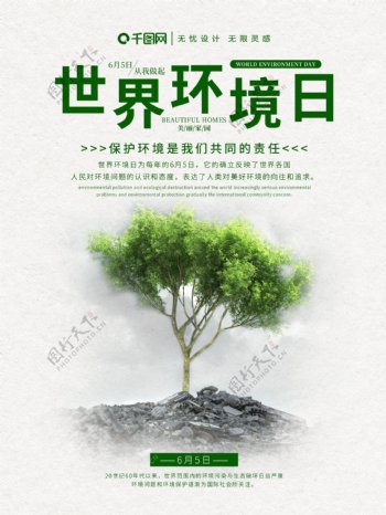 小清新简约世界环境日公益海报