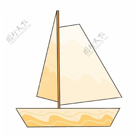 黄色卡通小型帆船