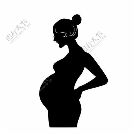 孕妇宝妈侧身剪影图片