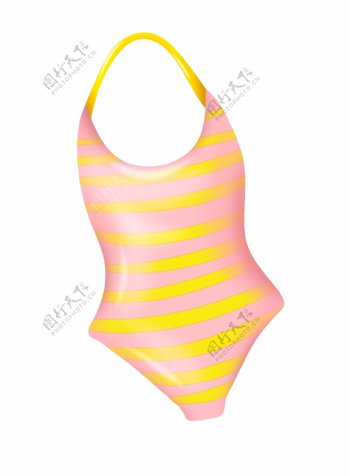 粉色条纹泳衣