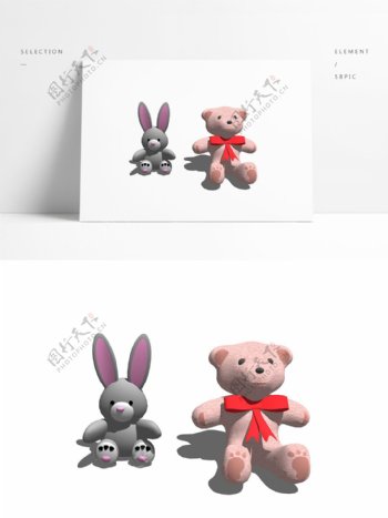 毛绒玩具兔子熊模型