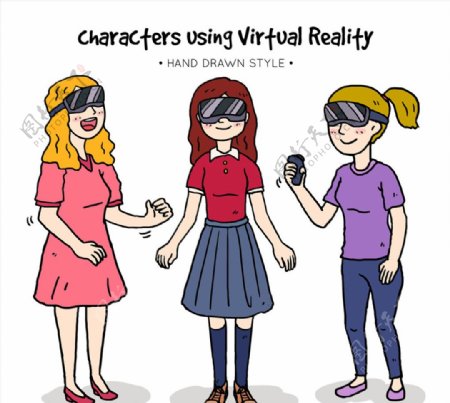 3款彩绘戴VR头显的女子