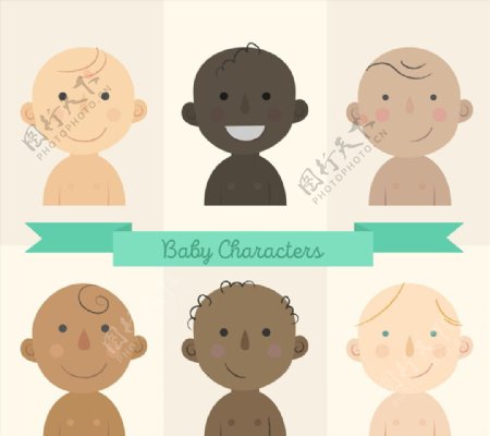 6款不同肤色婴儿设计