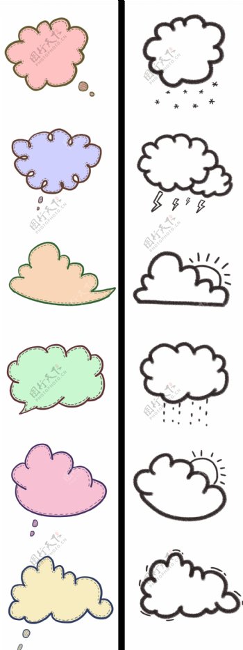 手绘简单云朵会话气泡对话框