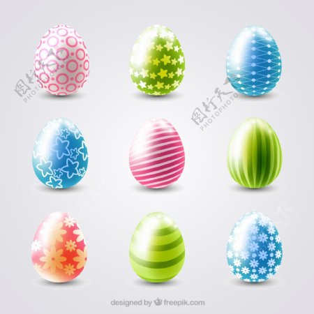 9款彩色立体花纹彩蛋