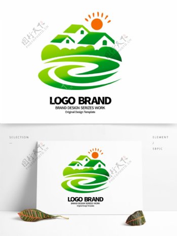 创意绿色房屋C字母旅游LOGO标志设计