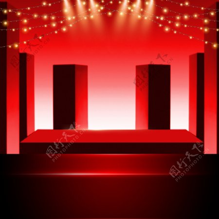红色舞台的主图背景
