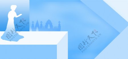 蓝白色浪漫灰姑娘banner背景设计