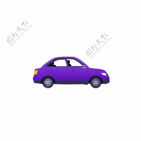 紫色卡通小汽车发动GIF