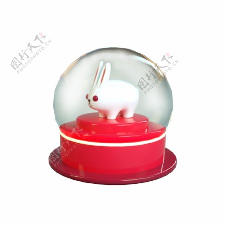 C4D水晶球里的兔子3D模型