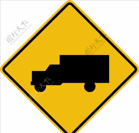 外国交通图标注意货车