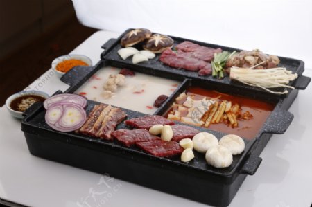 韩式泡菜汤底涮烤锅
