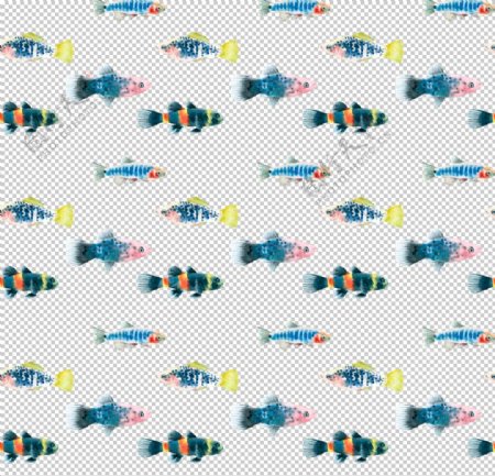 手绘水彩深海鱼背景图案