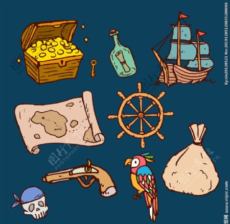 卡通手绘海盗海贼素材