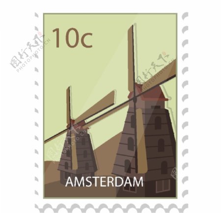 荷兰风车邮票