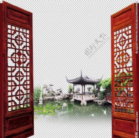 中式传统建筑窗框