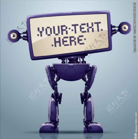 紫色机器人可爱卡通人物电子科技