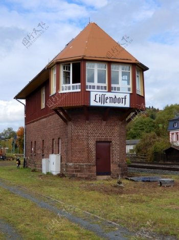 铁路德国建筑信号的盒子