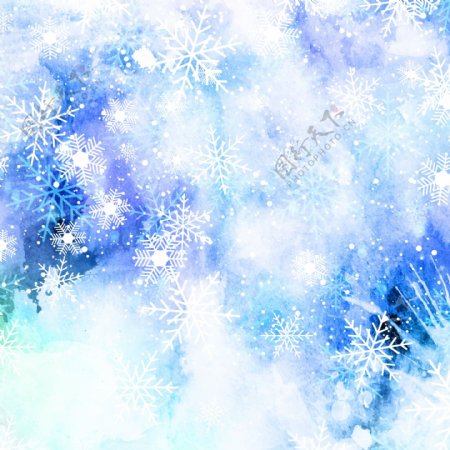 炫彩蓝色雪花背景插图