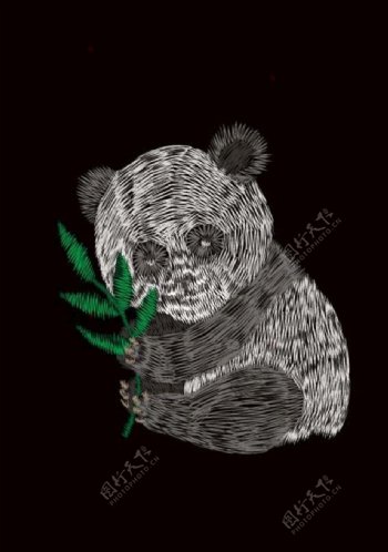 熊猫绣花服装图案T恤