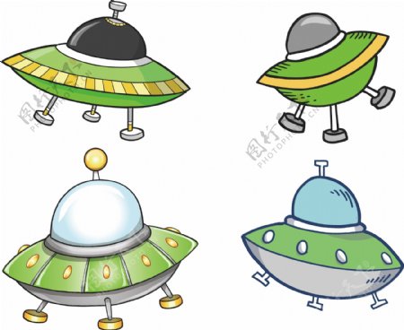卡通外星飞碟太空宇宙飞船图