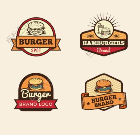 复古欧美汉堡快餐logo设计