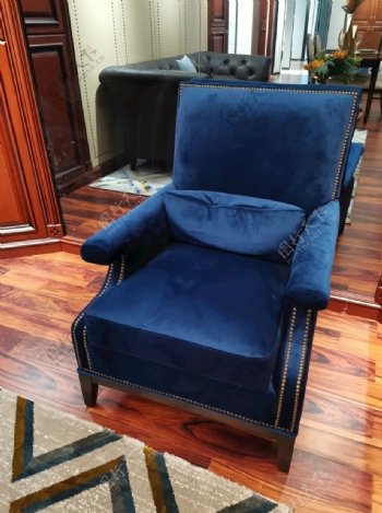 蓝色沙发美式沙发欧式沙发