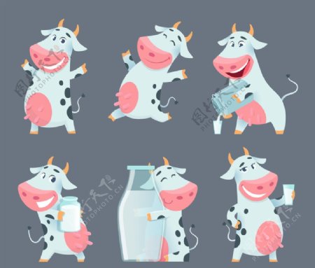 可爱卡通奶牛插画设计