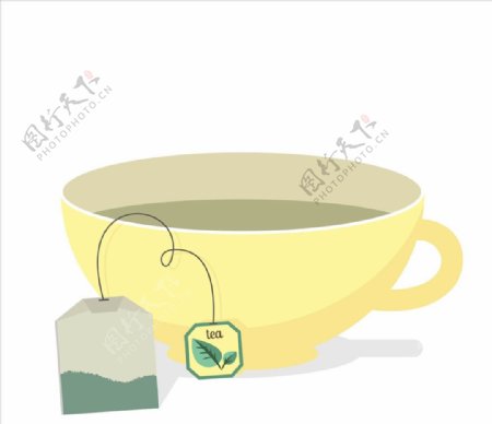 茶叶袋和杯矢量